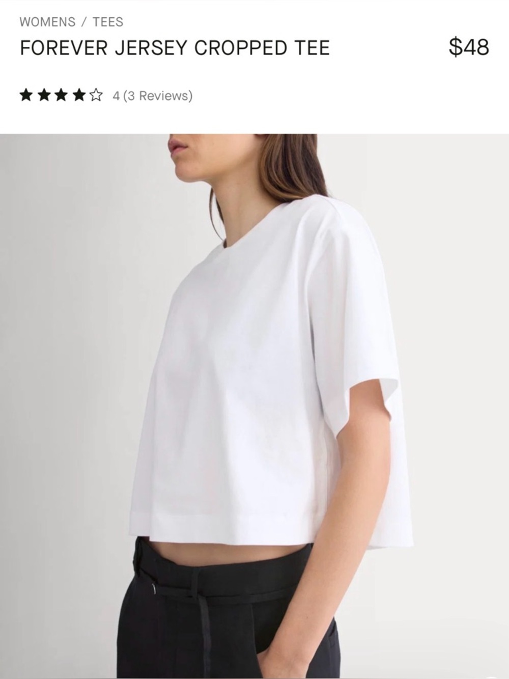 Everlane Jersey Cropped Tee - White